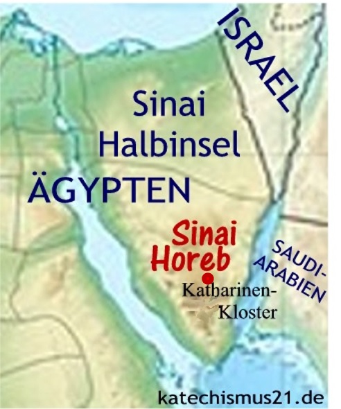 Karte der Halbinsel Sinai zwischen Israel und Ägypten