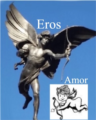 Erosstatue auf dem Piccadilly Circus plus Zeichnung des Amor.