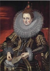 Eugenia, Statthalterin der spanischen Niederlande mit großer Halskrause, gemalt von Peter Paul Rubens, 1609