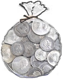 Geldbeutel mit Silbermünzen