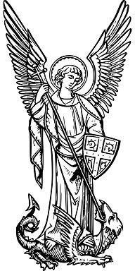 Mittelalterliche Darstellung des Erzengel Michael als Drachentöter