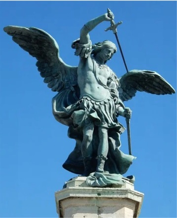 Die Bronze-Statue des Erzengel Michaels auf der Engelsburg in Rom