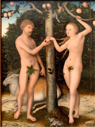 Adam und Eva im Paradies - Gemälde von Lukas Cranach